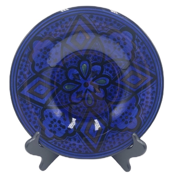Pottery Barn Kasara Set of 2 Salad Plates Blue Mosaic Porcelain Kaleidoscope - Picture 1 of 9